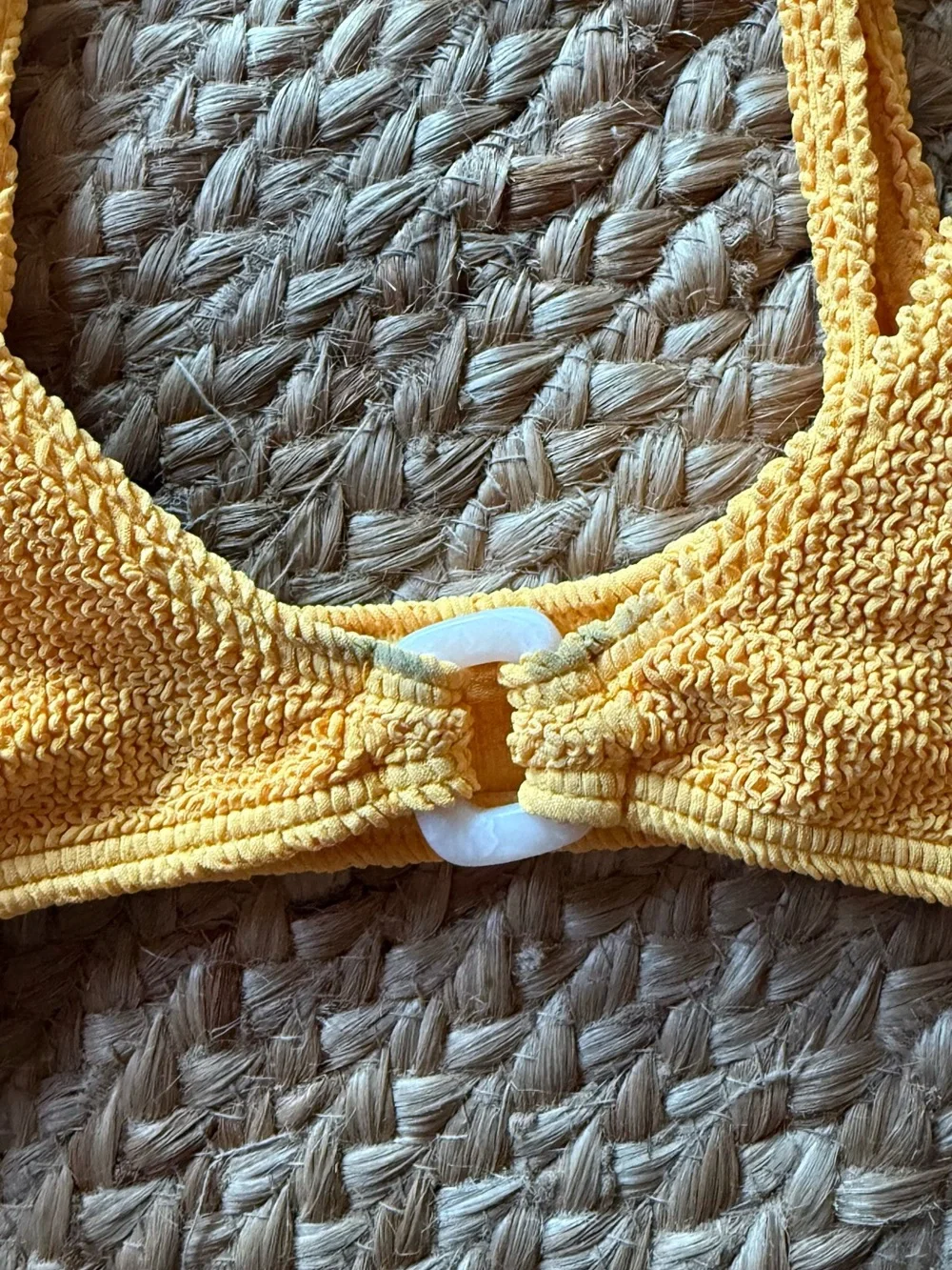 bond-eye Yellow Textured Bikini Top with Center Ring - Picture 2 of 3